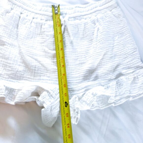 New In White Gauze Ruffled Drawstring Shorts Medium - Picture 11 of 14